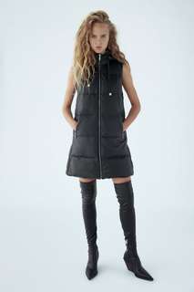 Длинный жилет из искусственной кожи Zara