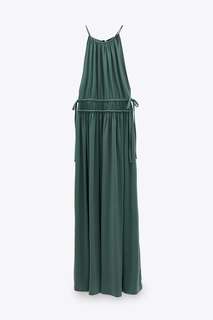 Кружевное платье из струящейся ткани со сборками Zara