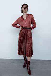 Плиссированная юбка с принтом Zara