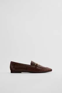 Кожаные лоферы с леопардовым узором Zara