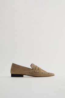 Кожаные лоферы с заклепками Zara