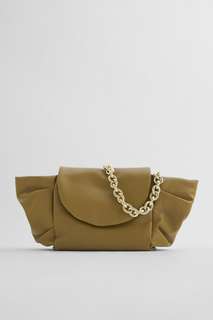 Кожаная сумка со складками и цепочкой Zara