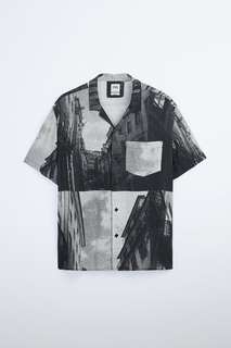 Рубашка с принтом зданий Zara