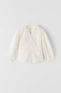 Рубашка с вышивкой плюмети и защипами Zara