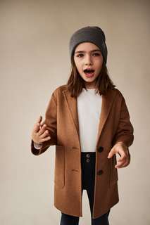 Шерстяное пальто прямого кроя Zara