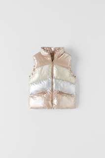 Легкий жилет из блестящей ткани с цветовыми блоками Zara