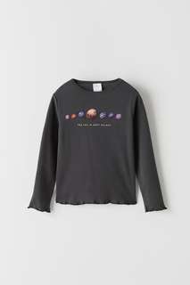 Лонгслив в тонкий рубчик Zara