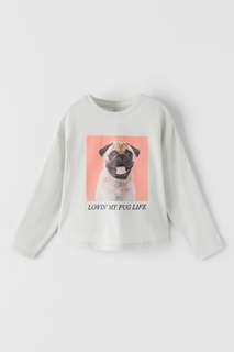 Лонгслив с принтом pug life Zara
