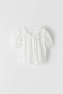 Рубашка с вышивкой и воланами Zara