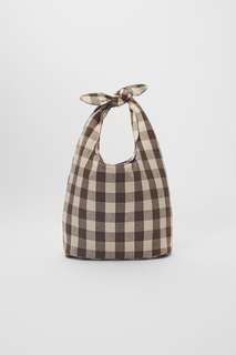 Клетчатая сумка-шопер с узлом на ручке Zara