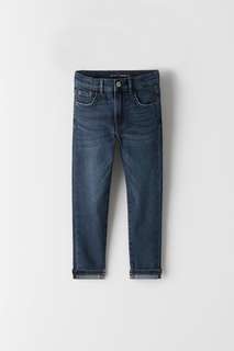 Темные джинсы облегающего кроя с эффектом потертости Zara
