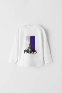 Лонгслив с принтом paris Zara