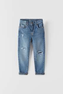 Прямые джинсы premium цвета индиго Zara