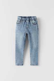 Ультрамариновые джинсы джоггеры с эффектом потертости Zara