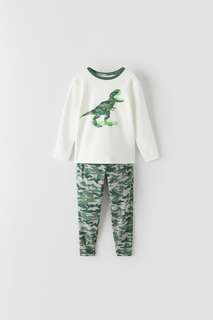 Пижама «динозавр» с неоновыми деталями Zara