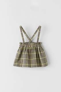Юбка в черную и неоново-зеленую клетку Zara