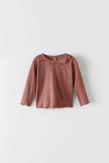 Футболка в рубчик с воланом Zara
