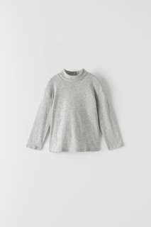 Однотонный лонгслив с высоким воротником Zara