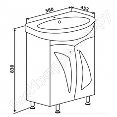 Тумба doratiz ирэн 58 под умывальник интакт со стеклом, белый 9912.447