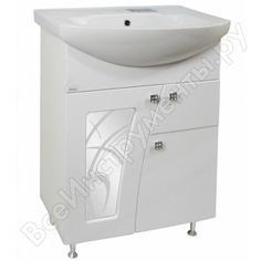 Тумба селена 65 doratiz под умывальник элеганс 65, белый, с ящиком, со стеклом 9912.499
