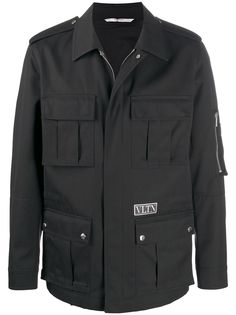 Valentino куртка-рубашка с нашивкой-логотипом VLTN