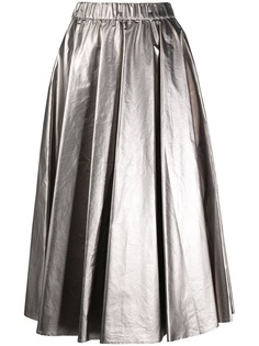 Moncler юбка миди со складками и эффектом металлик