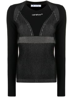 Off-White джемпер в рубчик с круглым вырезом
