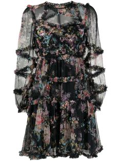 Needle & Thread прозрачное платье с цветочным принтом и оборками