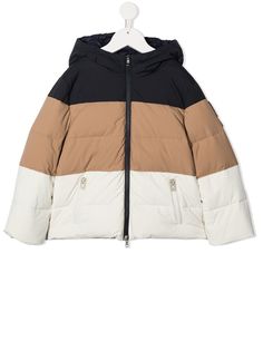 Brunello Cucinelli Kids пуховик в стиле колор-блок