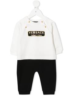 Versace Kids ромпер с логотипом и длинными рукавами