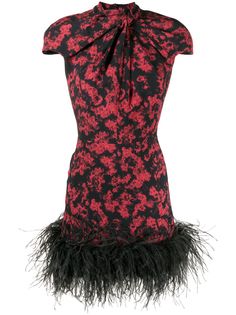 16Arlington платье мини с перьями на подоле и складками на воротнике