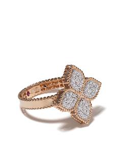 Roberto Coin кольцо Princess Flower из розового золота с бриллиантами и розовыми сапфирами
