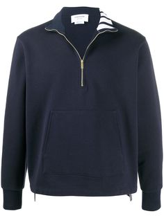 Thom Browne толстовка с воротником на молнии и полосками 4-Bar