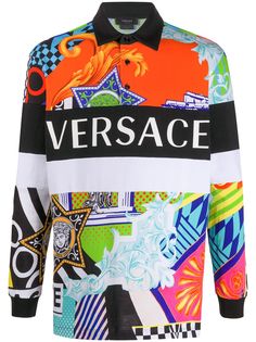 Versace рубашка поло с абстрактным принтом