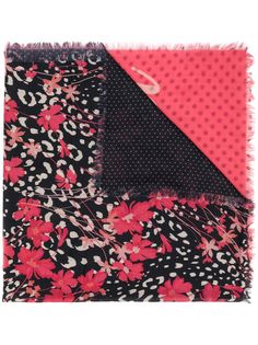 Twin-Set шарф в горох с цветочным принтом