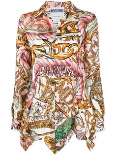 Moschino блузка с баской и графичным принтом