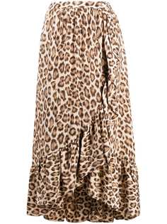 Zimmermann юбка миди с леопардовым принтом