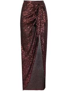 Balmain юбка миди с пайетками и завязками