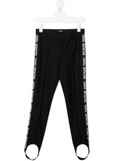 Balmain Kids легинсы со штрипками и логотипом