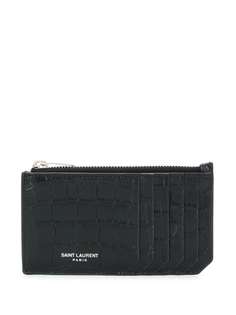 Saint Laurent картхолдер с тиснением под кожу крокодила