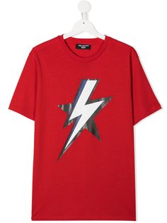 Neil Barrett Kids футболка с принтом Thunderbolt