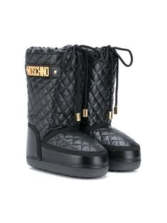 Moschino Kids стеганые ботинки с логотипом