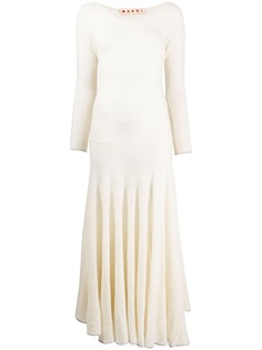 Marni длинное кашемировое платье со складками