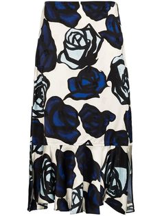 Marni юбка с цветочным принтом и оборками