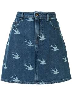 McQ Swallow джинсовая юбка с принтом