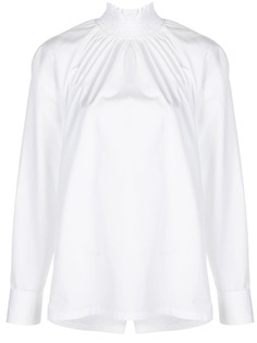 Prada поплиновая блузка с высоким воротником