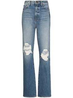 KHAITE джинсы Danielle с эффектом потертости