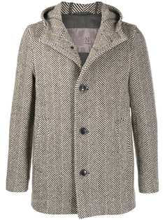 Herno пиджак с узором в елочку и капюшоном