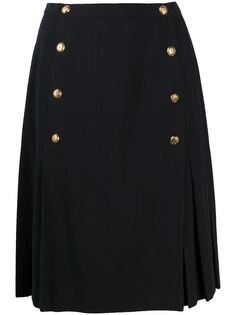 Chanel Pre-Owned юбка с логотипом CC на пуговицах и складками