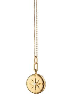 MONICA RICH KOSANN колье Round Travel Compass Locket из золота с бриллиантами